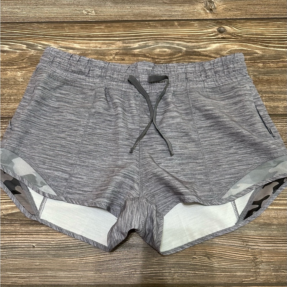 Zyia Gray Camo Mesh Hidden Zipper Shorts